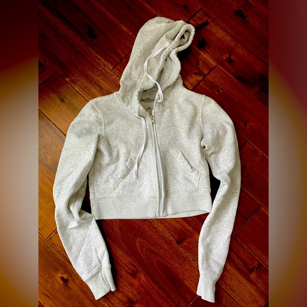 Hollister crop hooded zip sweatshirt